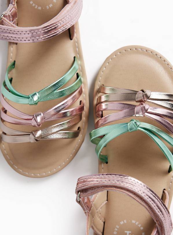 Pastel Metallic Strappy Sandals. 9 Infant